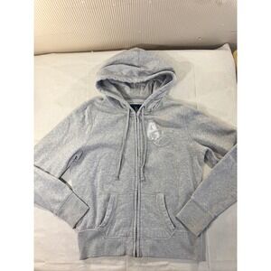 American‎ Eagle Outfitters Womens Gray Eagle Fleece Zip Up Hoodie Size L